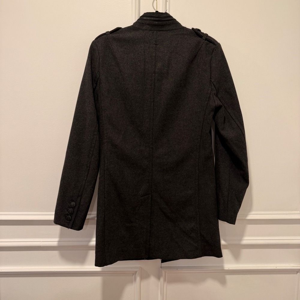 Guess Men's Size XS Charcoal Gray‎ Wool Blend Military Jacket Coat Button Front - Picture 2 of 5